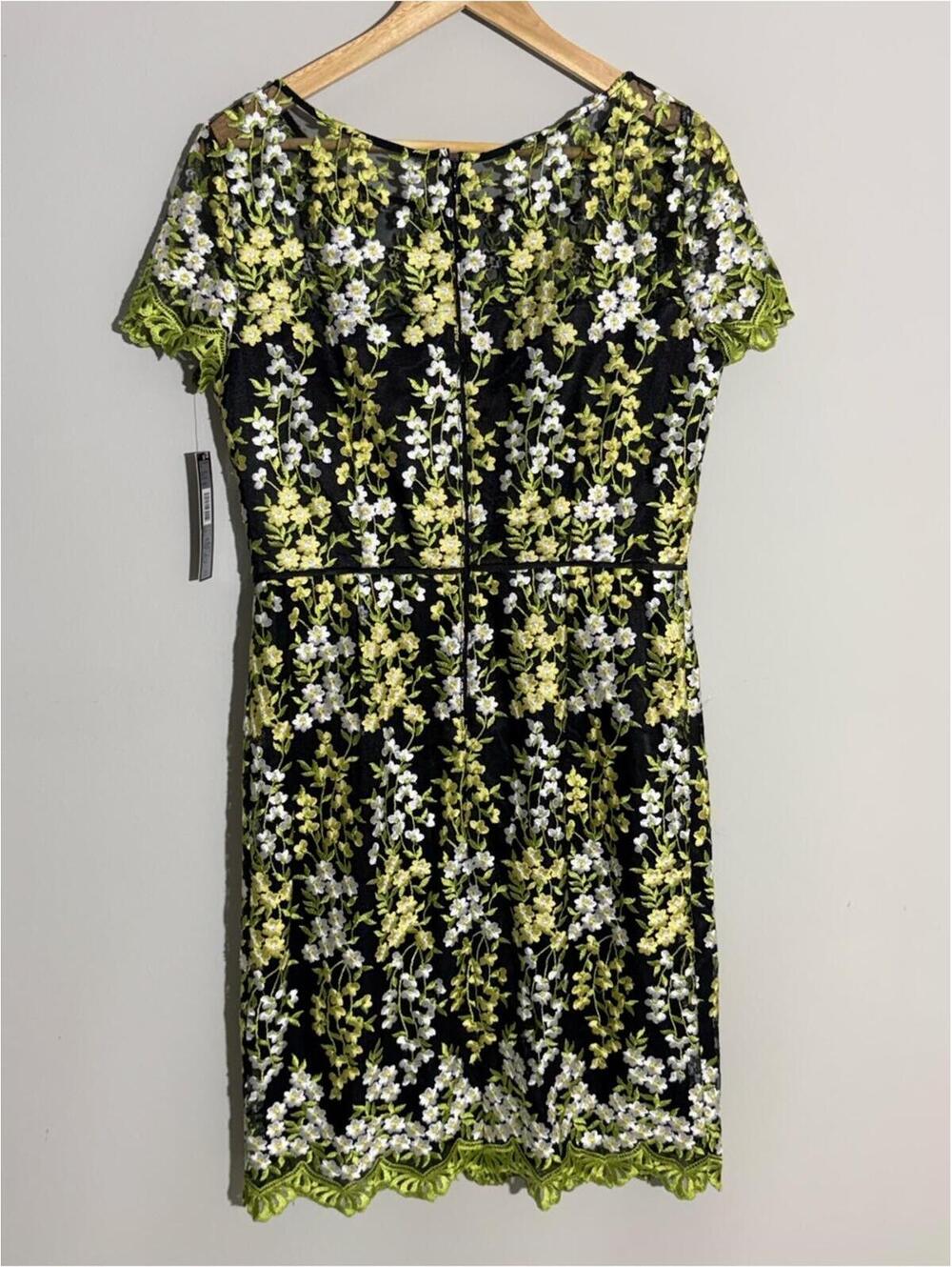 NWT Tahari ASL Floral Embroidery Lace Sheath Dress - Picture 3 of 14
